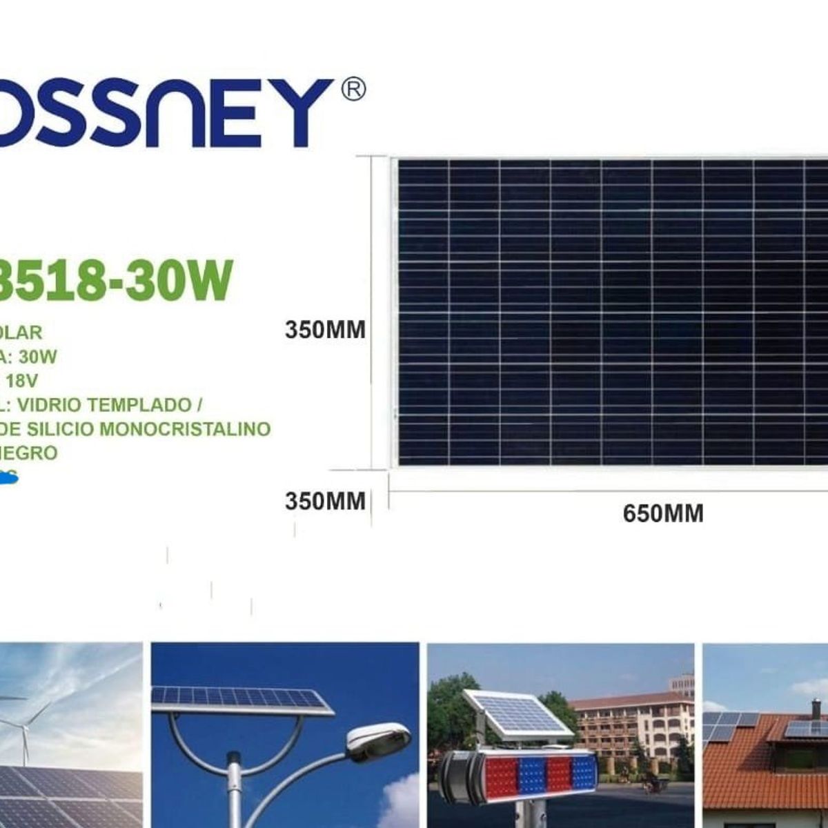 GENERICO - Panel Solar 20w 18v Monocristalino