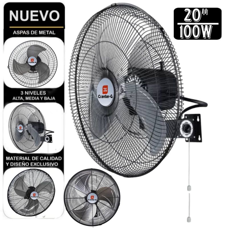 UG ULTRA G - Ventilador de Pared 20pulgadas semi Industrial Ccenter G 100W Negro