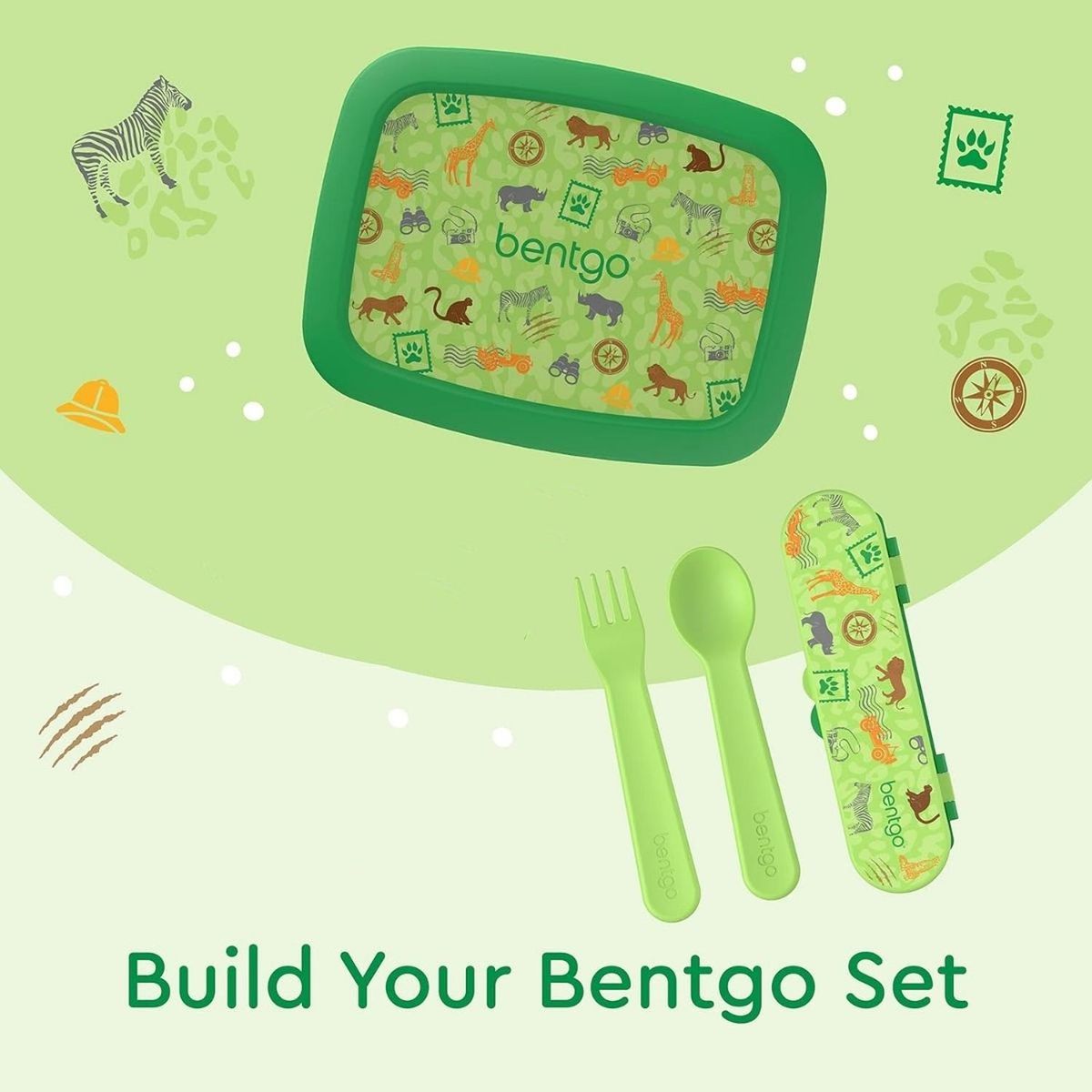 BENTGO - Lonchera y Set de Cubiertos Bentgo - Animalitos de La Selva