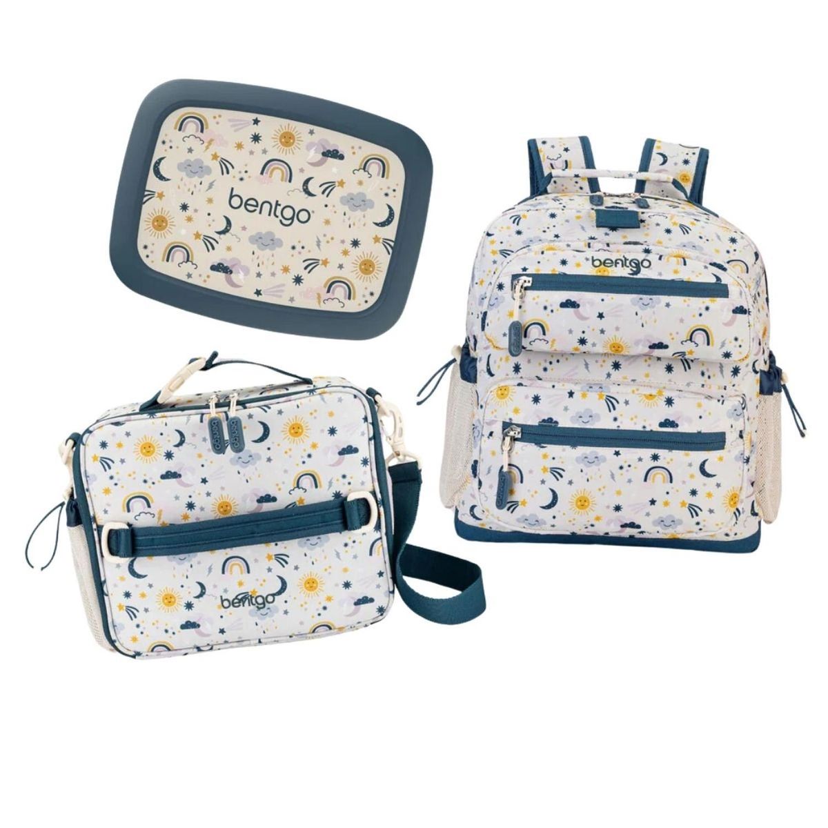 BENTGO - Set Bentgo Mochila Escolar, Lonchera y Porta Lonchera - Friendly Sky