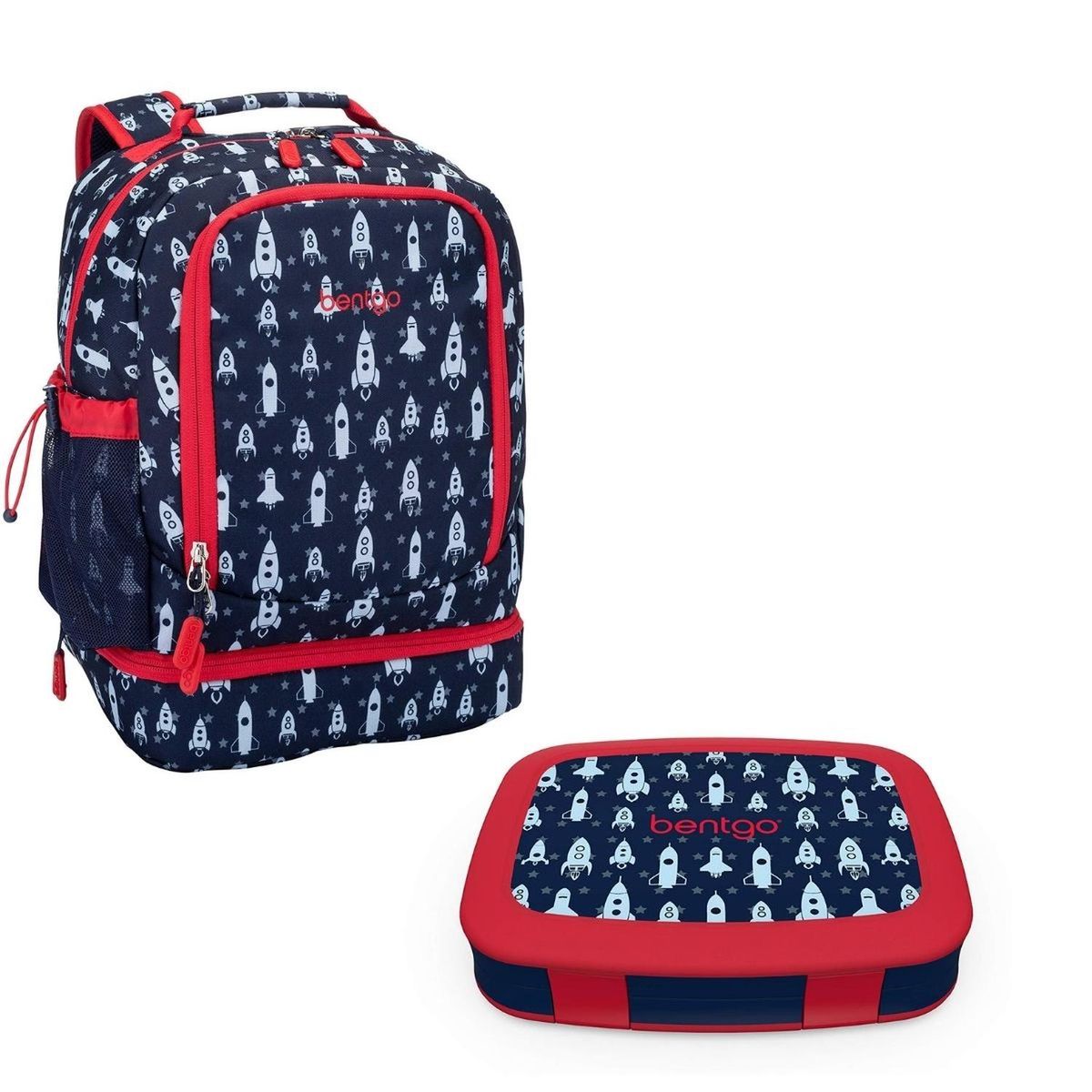 BENTGO - Set Mochila 2 en 1 y Lonchera Bentgo Kids - Cohetes