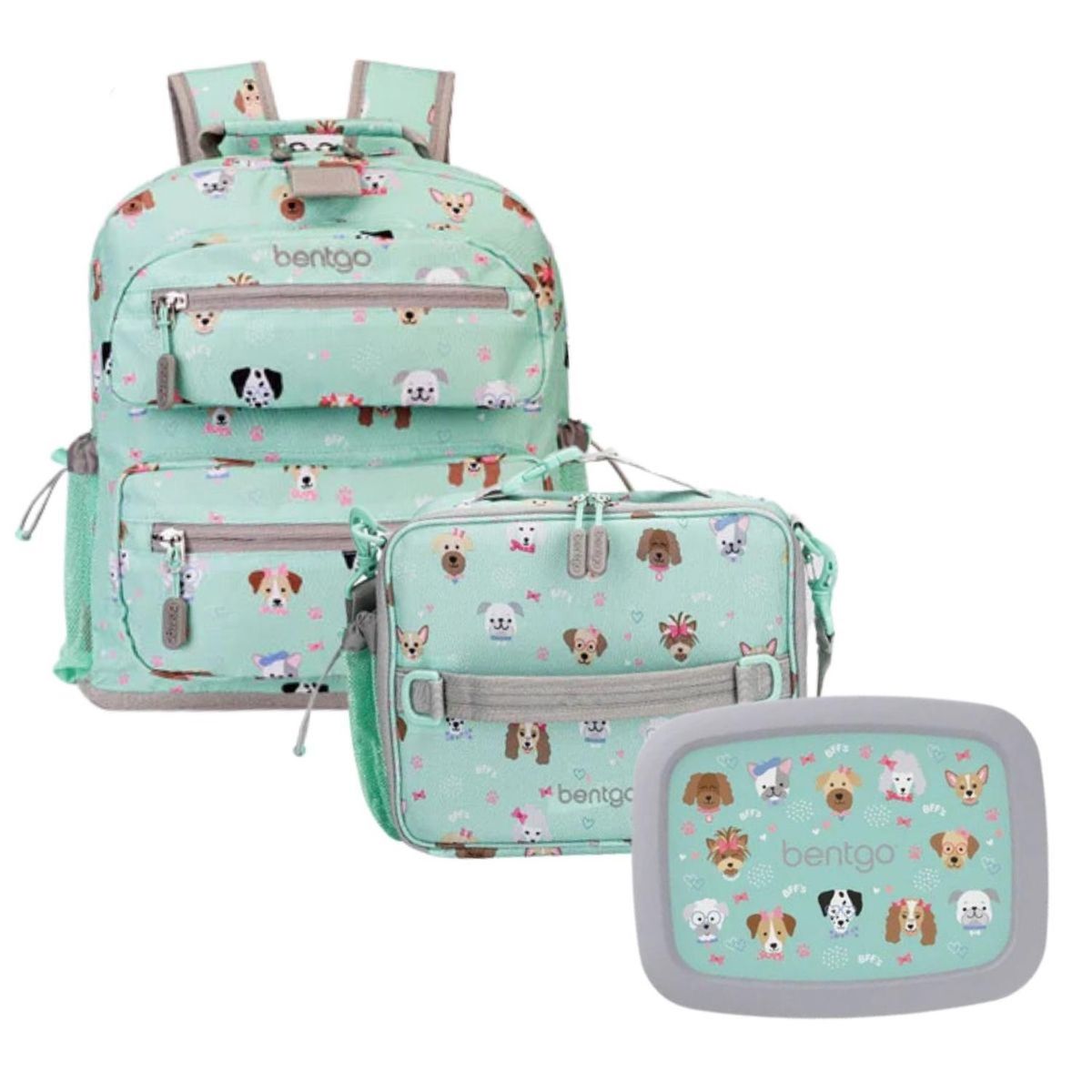BENTGO - Set Bentgo Mochila Escolar, Lonchera y Porta Lonchera - Puppy Love