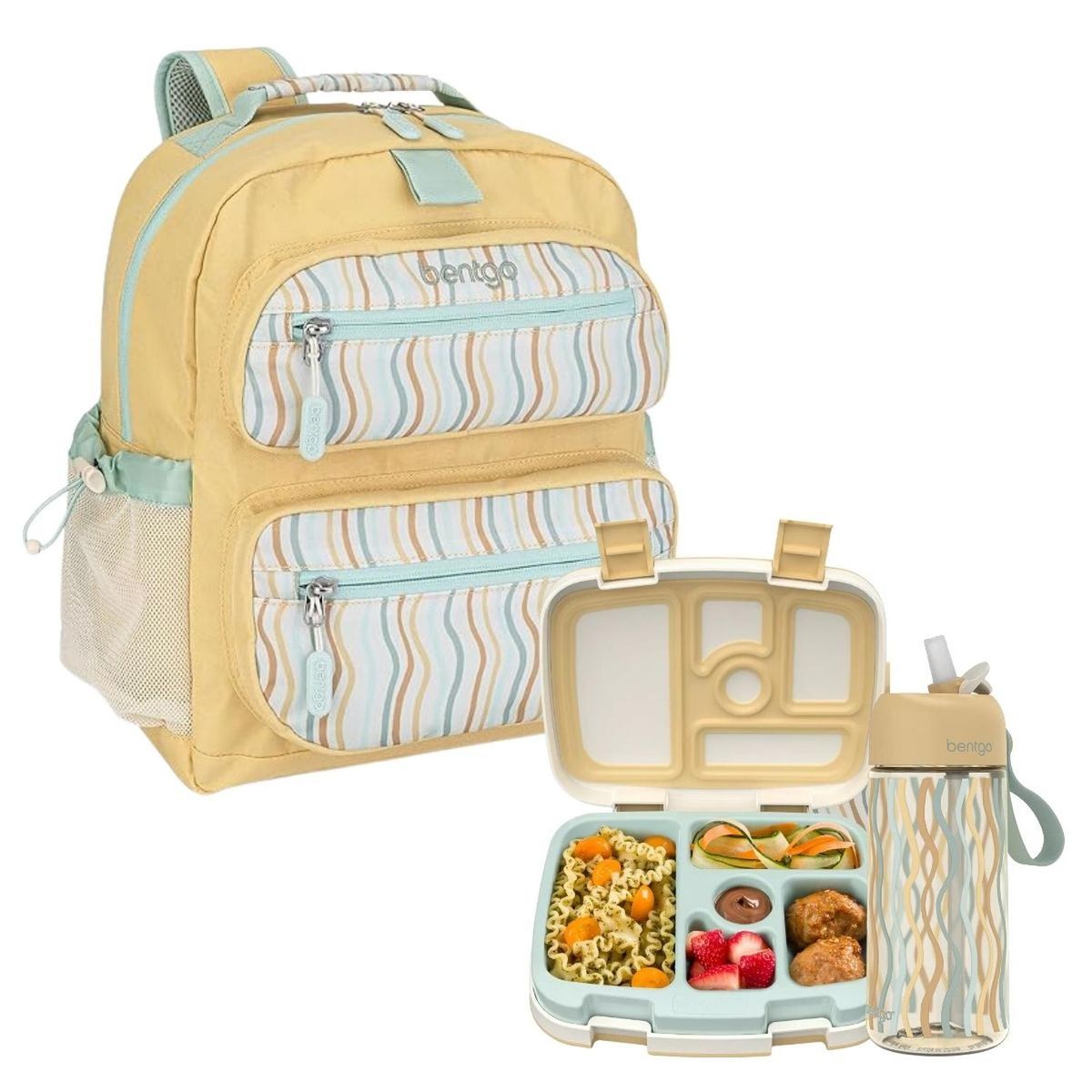 BENTGO - Set Bentgo Mochila Escolar, Lonchera y Tomatodo Whimsy & Wonder - Wavy