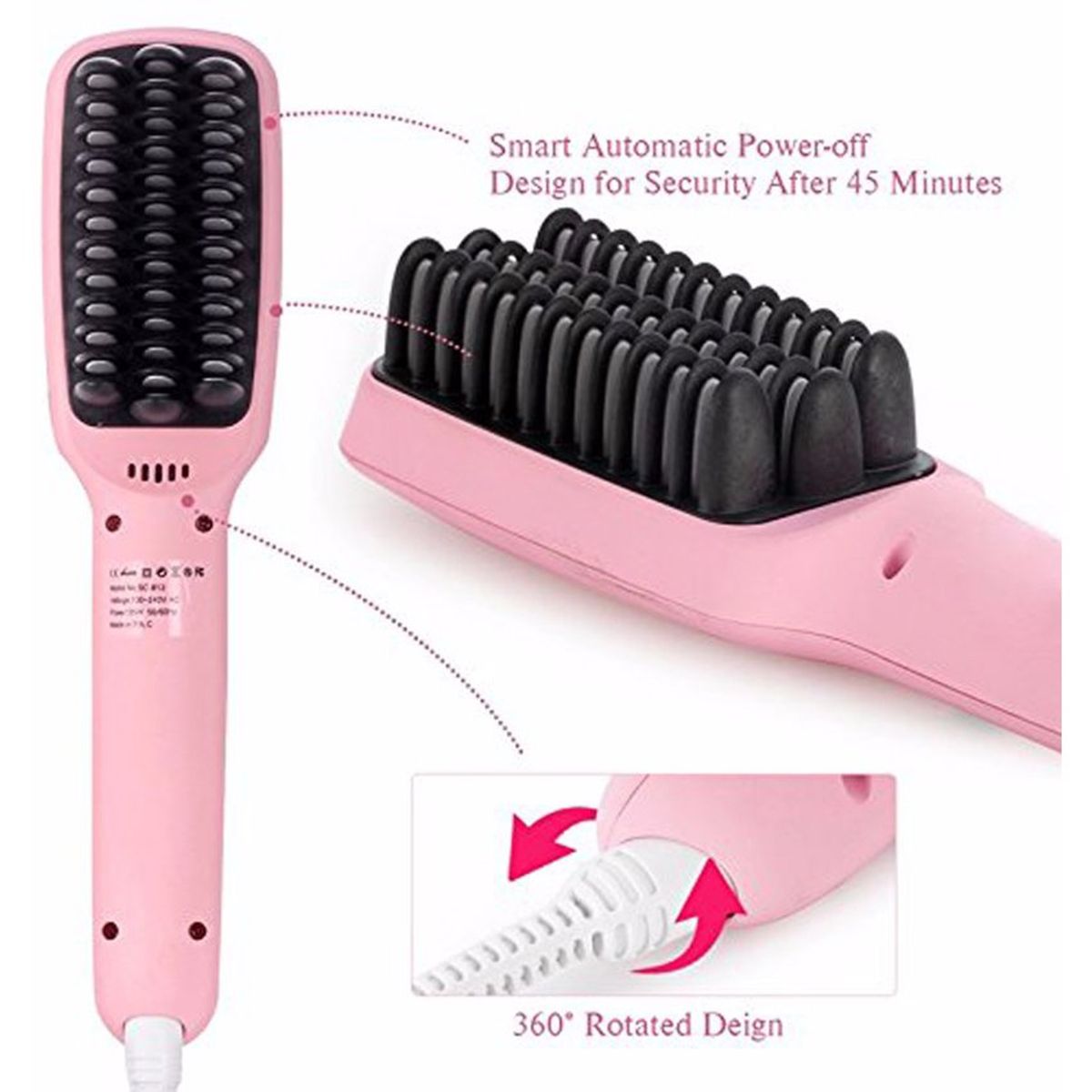 GENERICO - Peine cepillo laceador alisador electrico 2 en 1