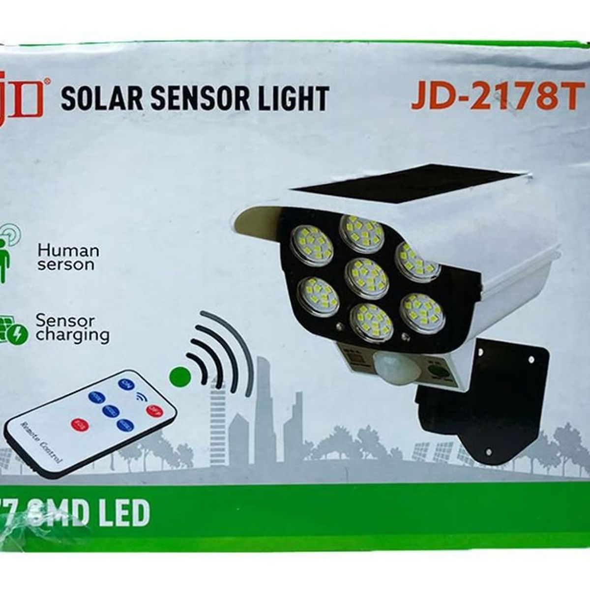 GENERICO - Lámpara Solar Exteriores Control Remoto 77 Led JD-2178T