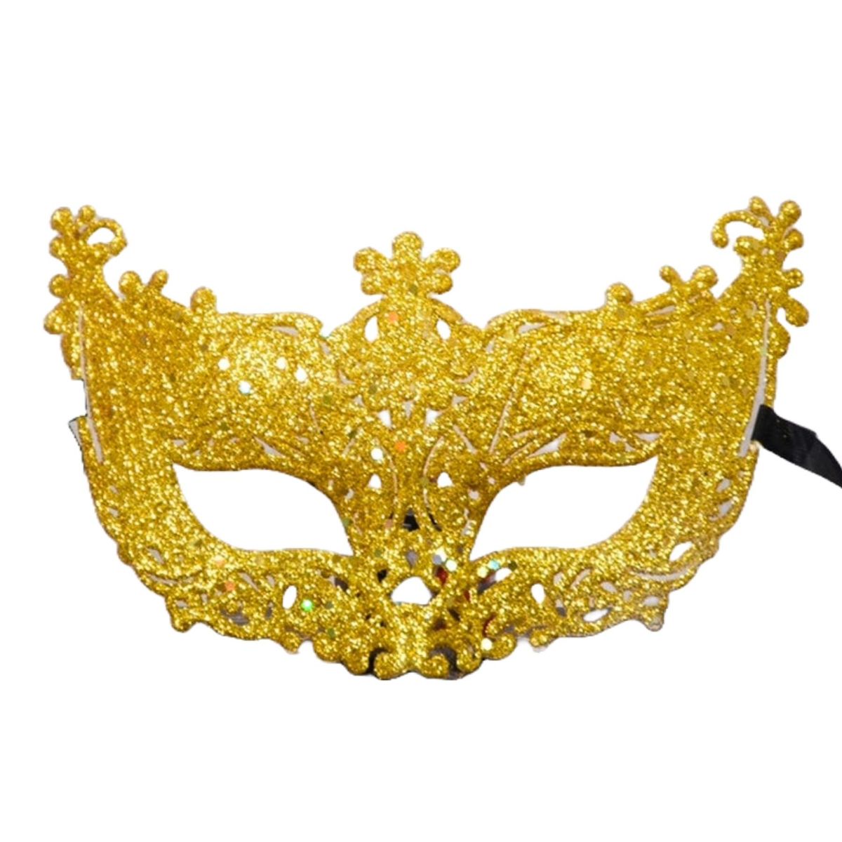 GENERICO - Máscara veneciana cosplay para mujer - Dorada con Brillos