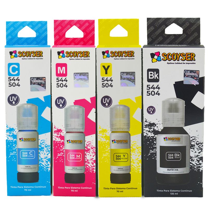 GENERICO - KIT DE 4 SCOYSER DE COLORES + 1 TINTA NEGRO COMPATIBLE