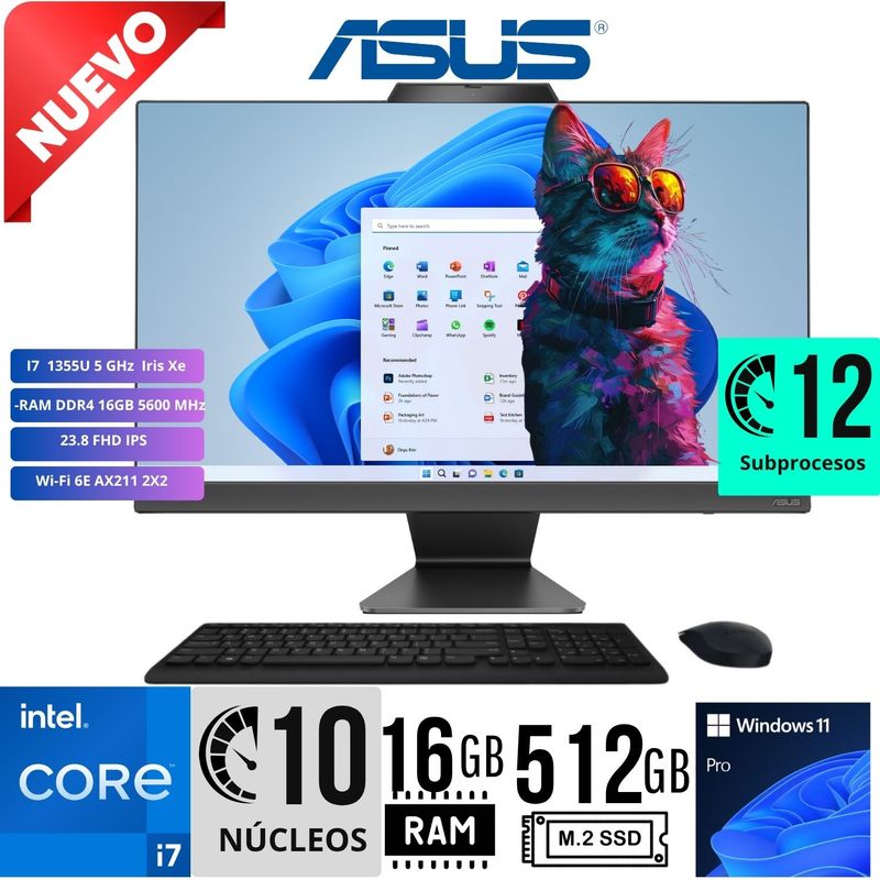 HP - All-in-One ASUS A3402WVAK-BPC0850 23.8 FHD i7-1355U RAM 16GB SSD 512GB W11 PRO