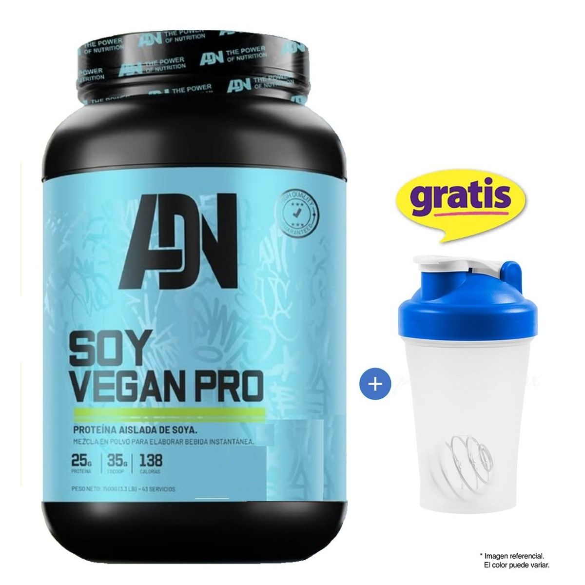 ADN - PROTEÍNA SOY VEGAN PROTEIN 1.5 KG CHOCOLATE ADN NUTRITION