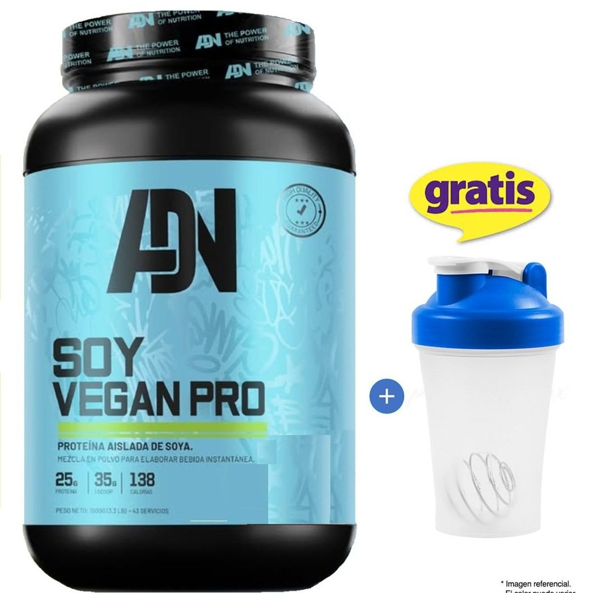 ADN - Proteína de Soy Vegan Protein 1.5 kg Chocolate - 42 Servicios