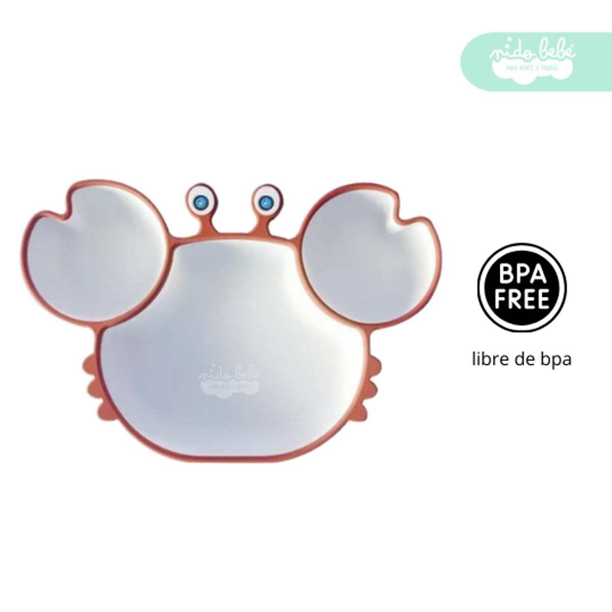 GENERICO - Set de alimentación plato cangrejito blanco con rojo