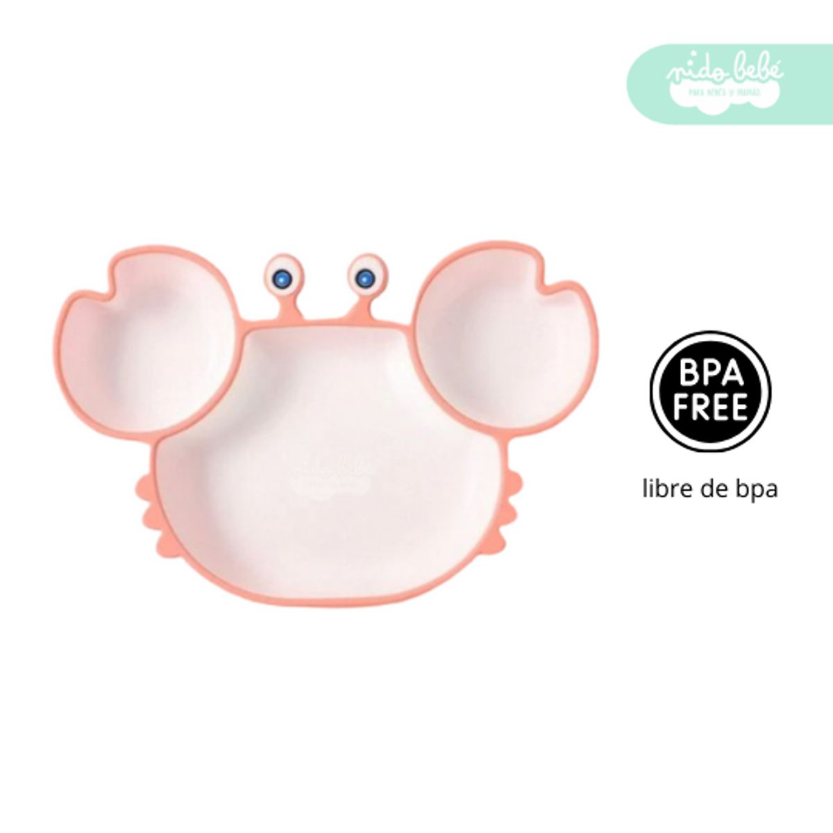 GENERICO - Set de alimentación plato cangrejito blanco con rosa