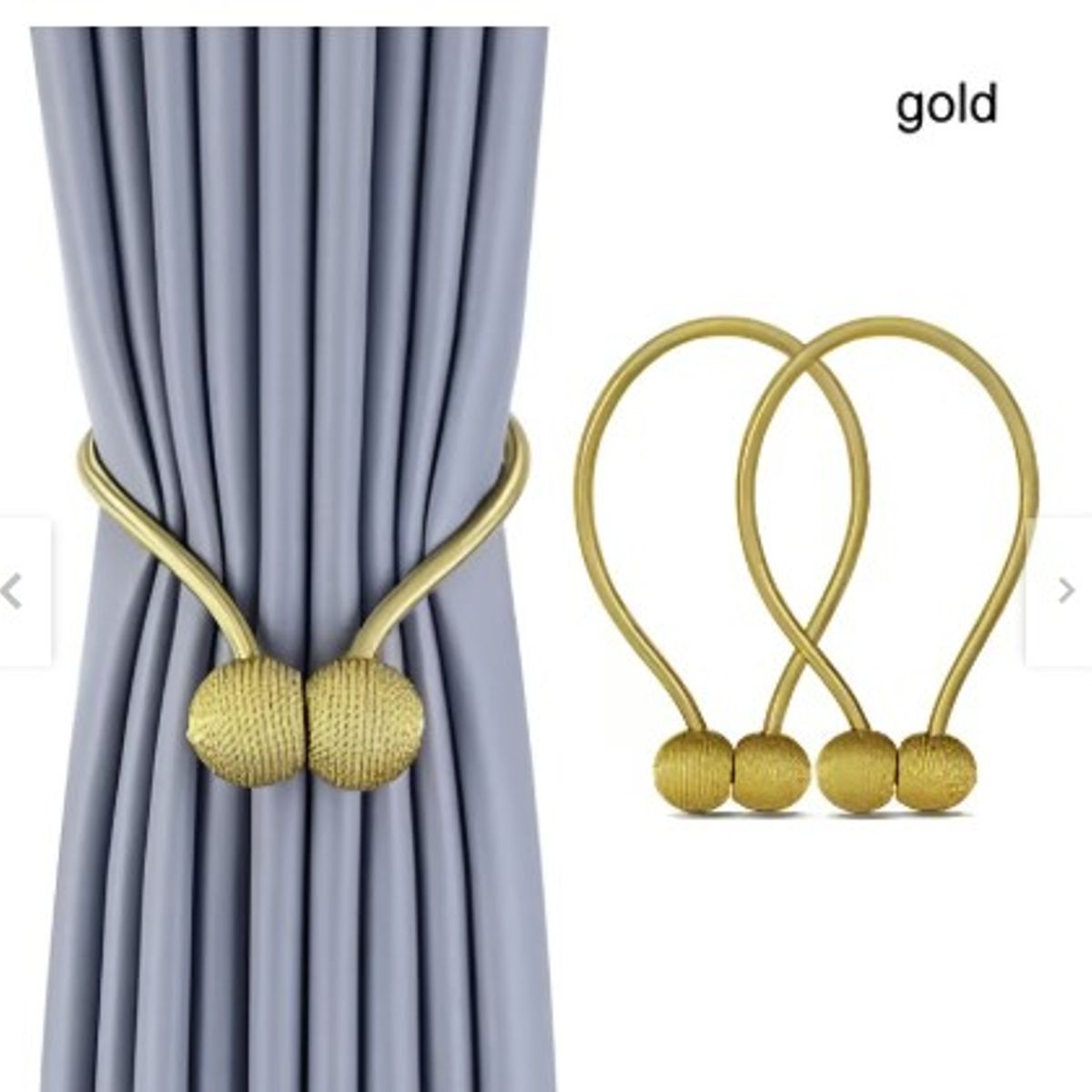 GENERICO - Pack De Sujetadores De Cortina Broche Magnético Dorado