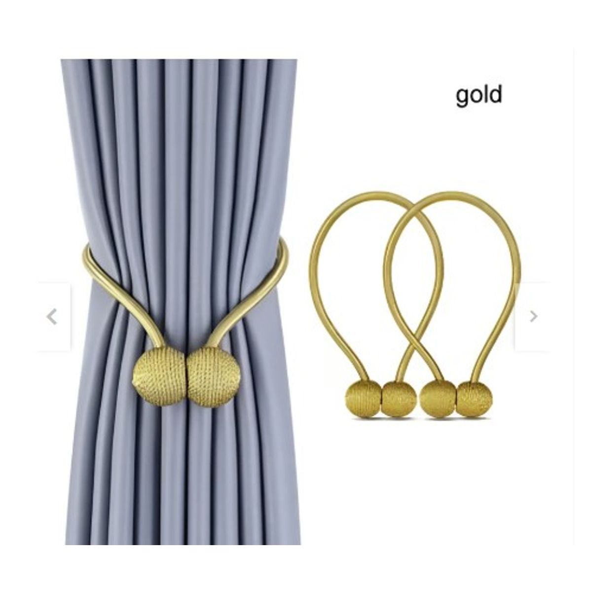 GENERICO - Pack De Sujetadores De Cortina Broche Magnético Dorado