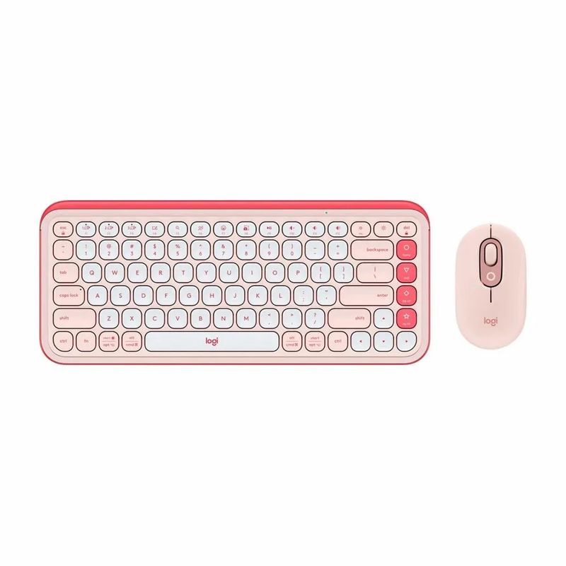 LOGITECH - TECLADO LOGITECH+MOUSE POP ICON BLUETOOTHWIRELESS SP COPILOT ROSE