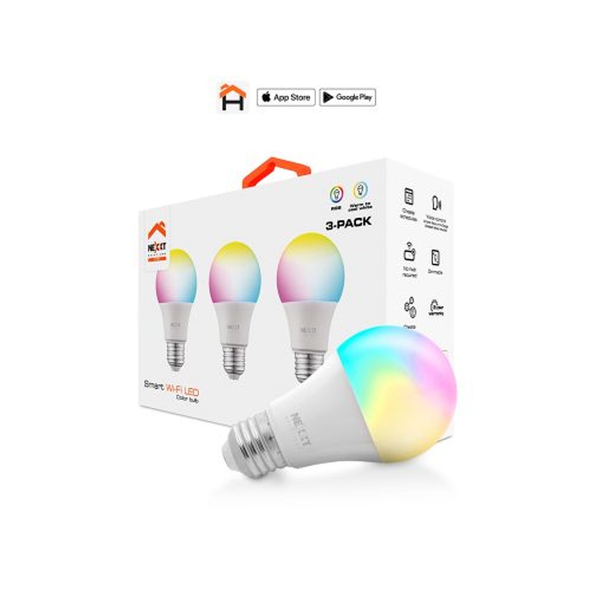 NEXXT SOLUTIONS - Foco Led Inteligente NEXXT CON LUZ RGB - NHB C120M 3 PACK