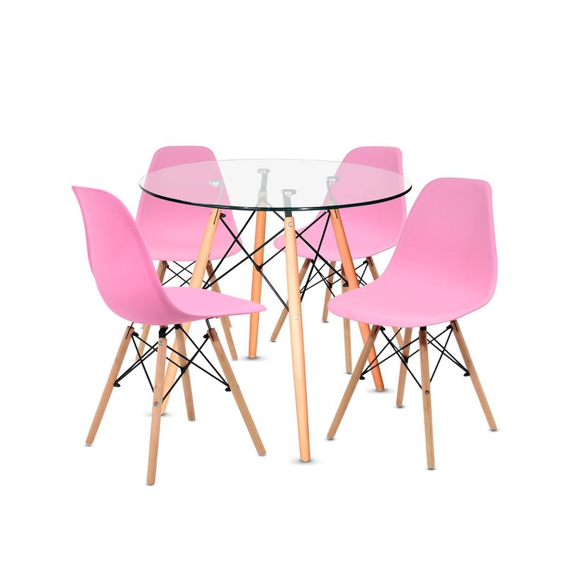 OFIDEAS - Juego De Comedor Completo Eames Rosado Ofideas