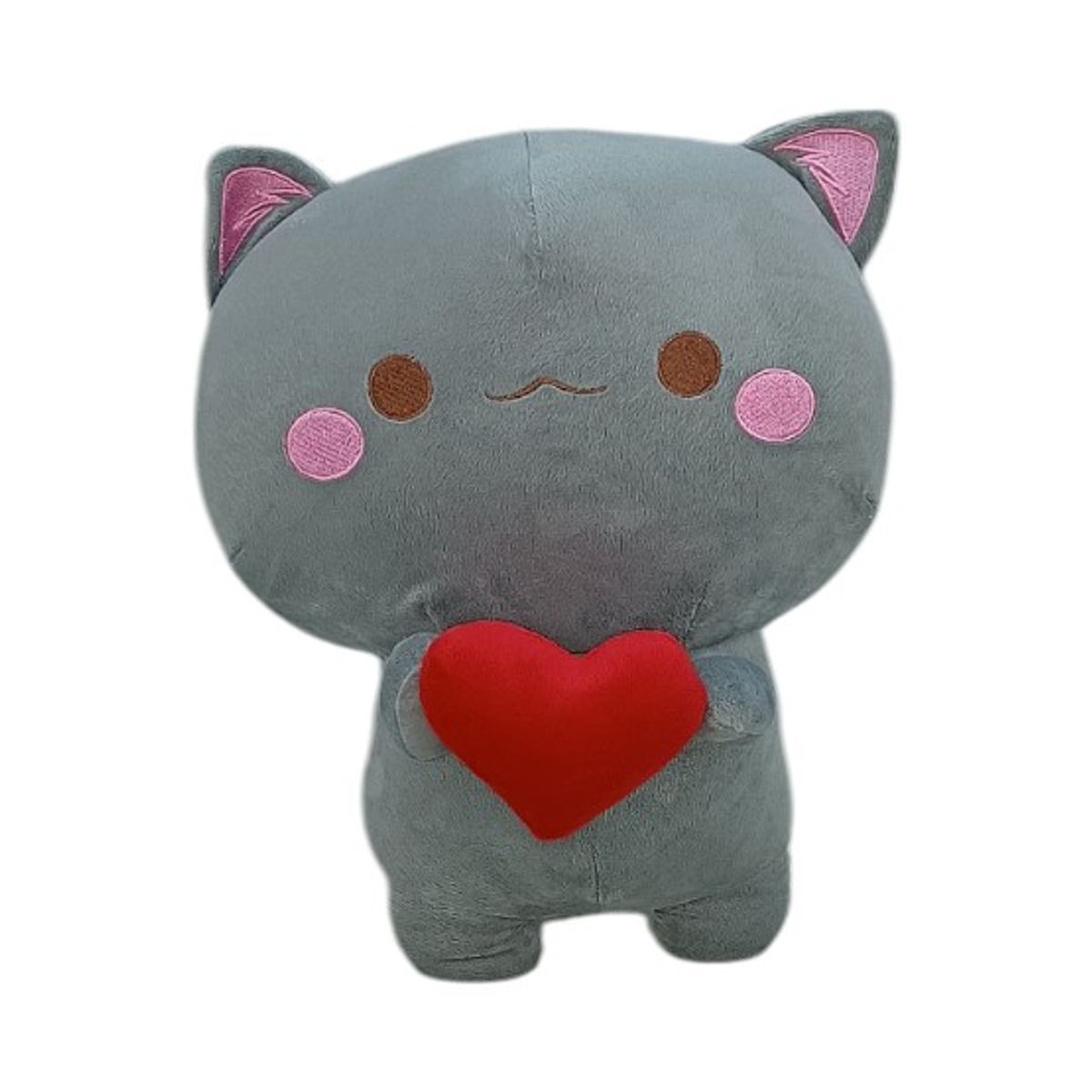 GENERICO - Peluche Gatito Gris con Corazón 30 cm