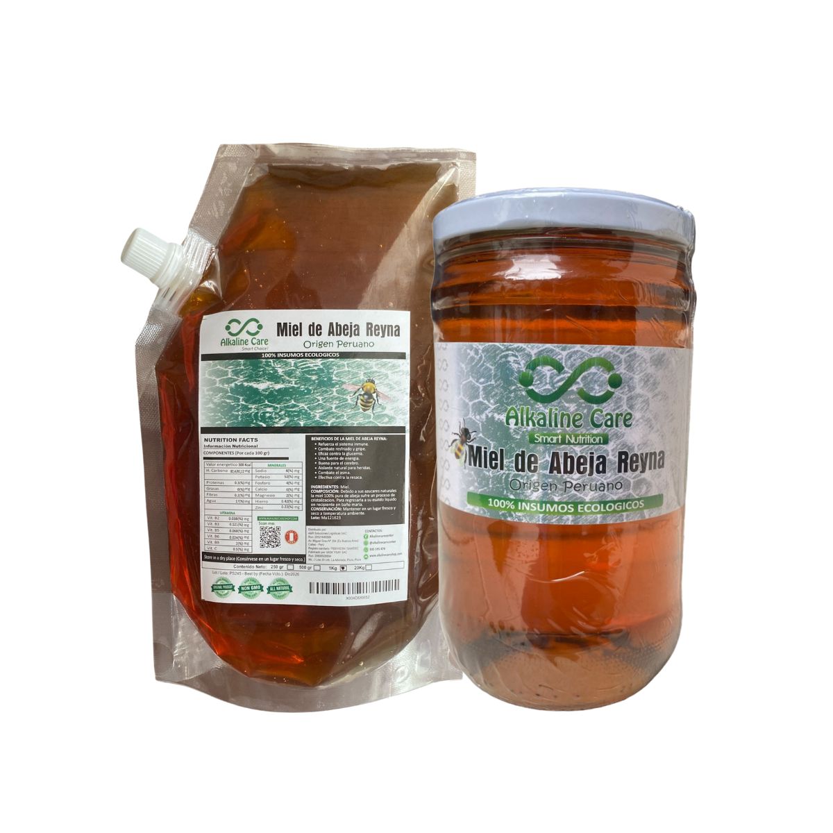 ALKALINE CARE - Miel de Abeja 500gr Sachet + 1kg Frasco