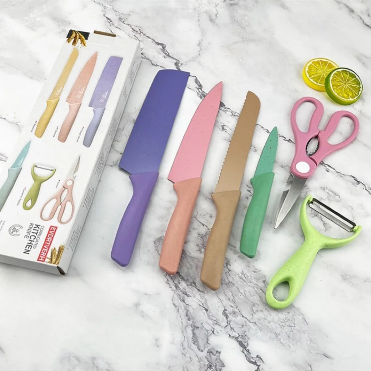 OEM - SET DE CUCHILLOS 6 PZS PASTEL