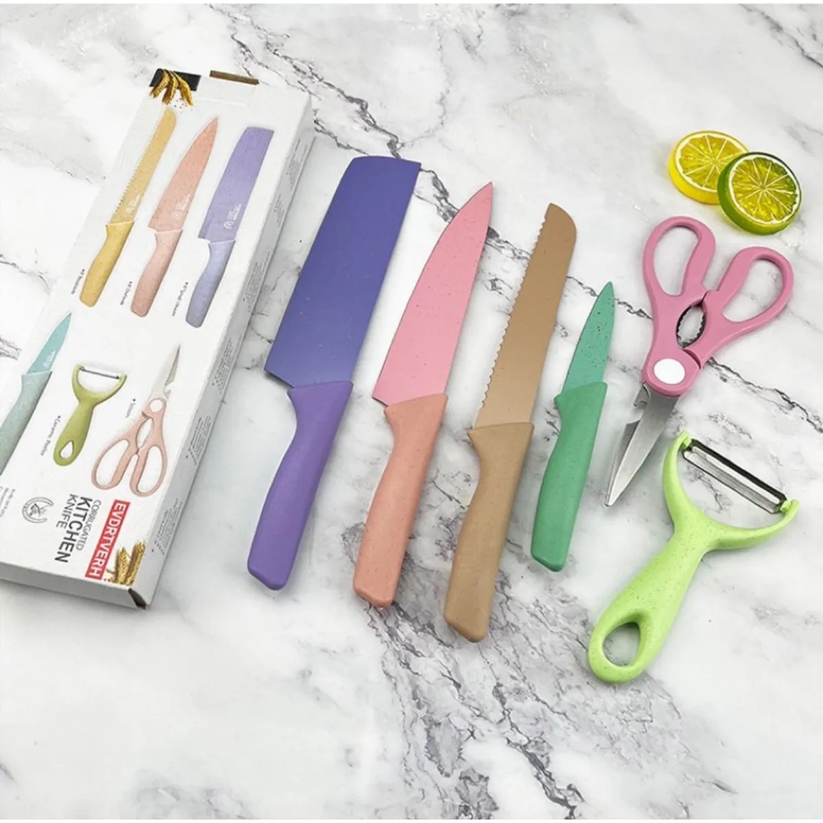 OEM - SET DE CUCHILLOS 6 PZS PASTEL