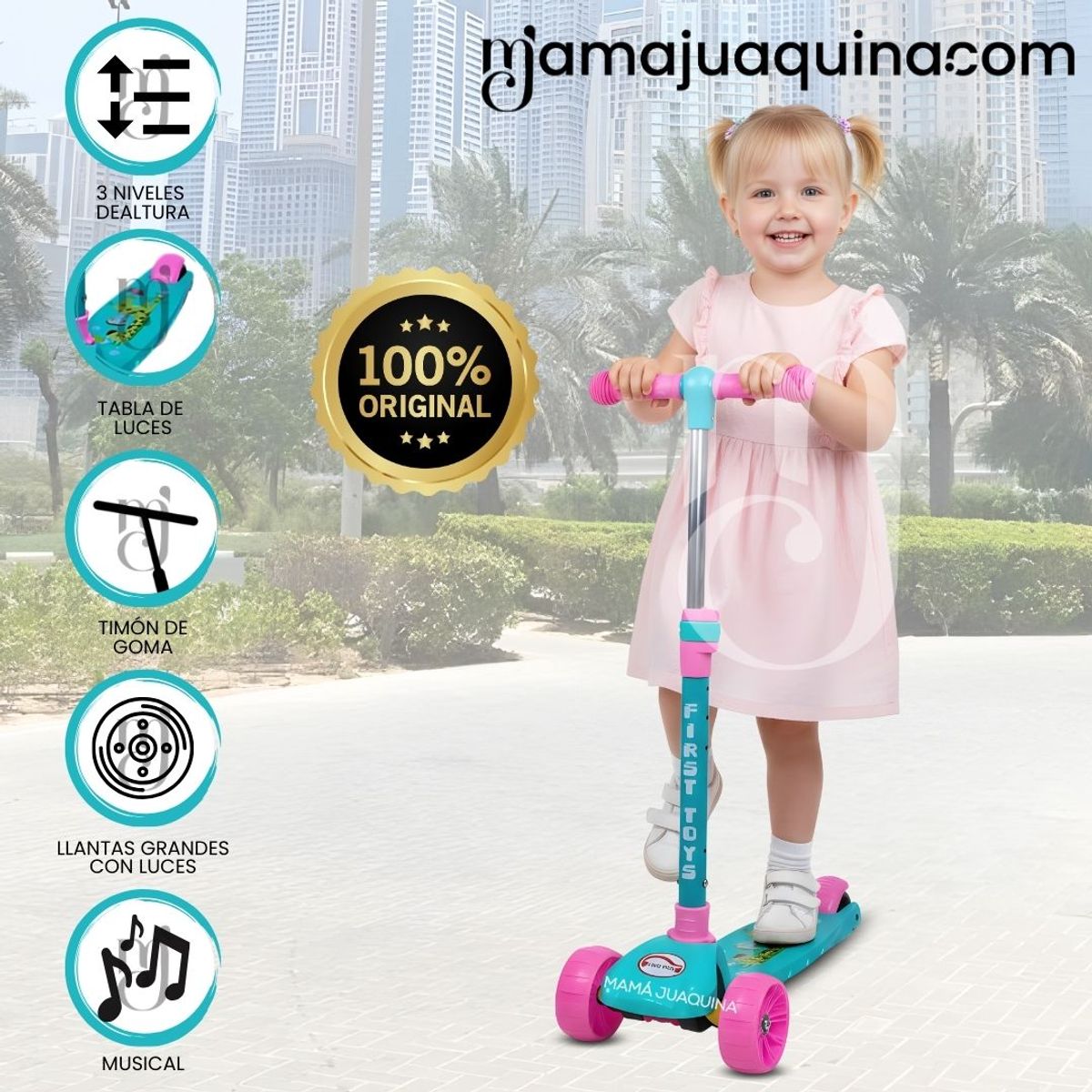 FIRST TOY - Scooter para Niños «JIRAFI» Dark Pink