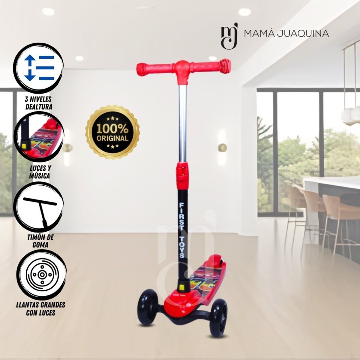 FIRST TOY - Scooter para Niños «NOMIC» Black Red