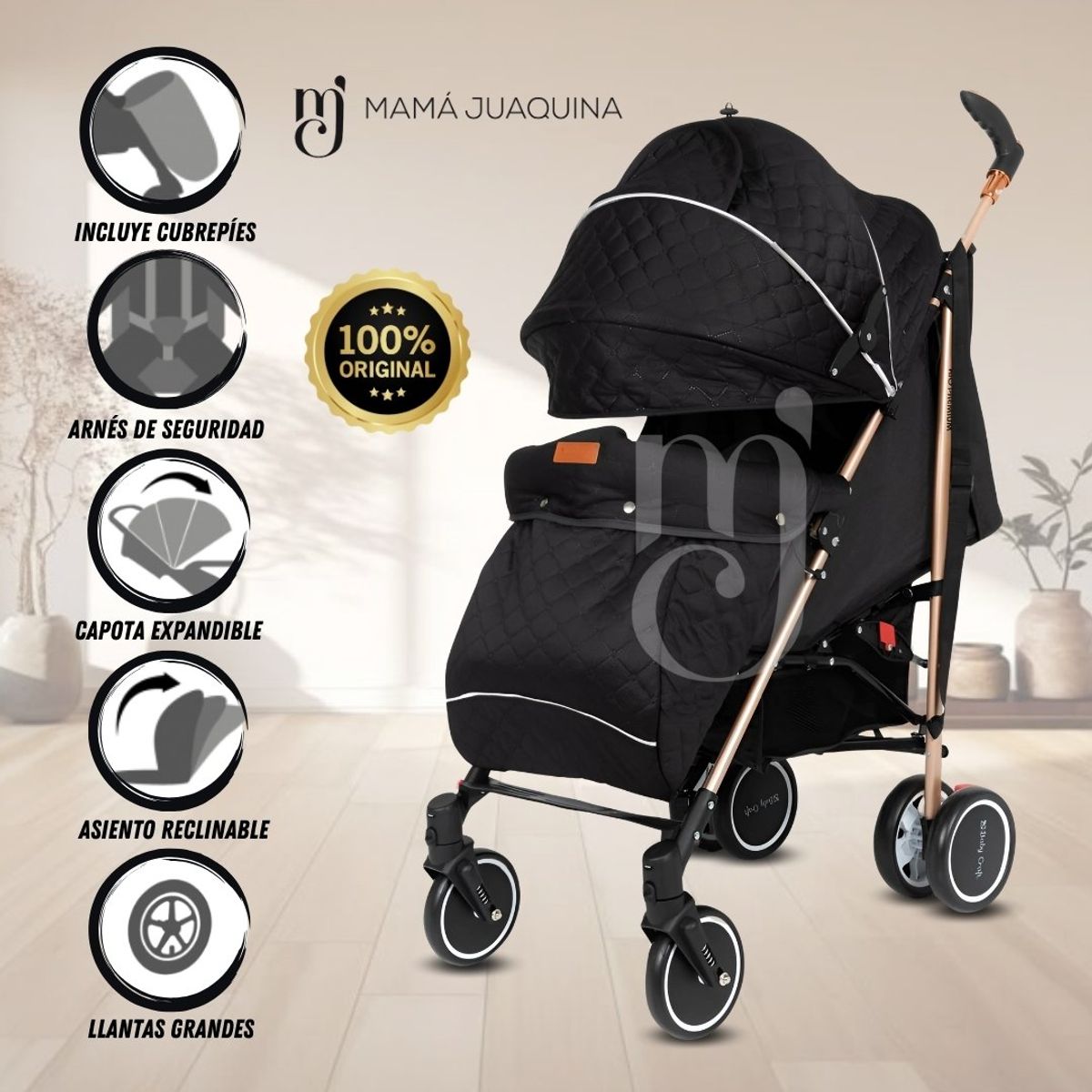 BABY - Coche Bastón de Lujo «RIO PREMIUM» Black