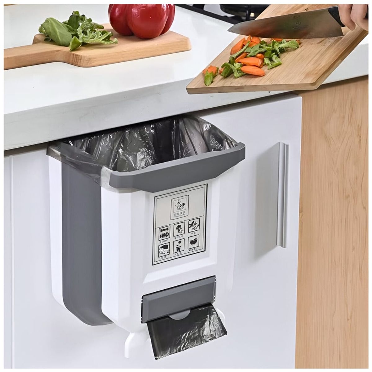 MINARI - Tacho de Basura Plegable con Dispensador de Bolsas BL TB2