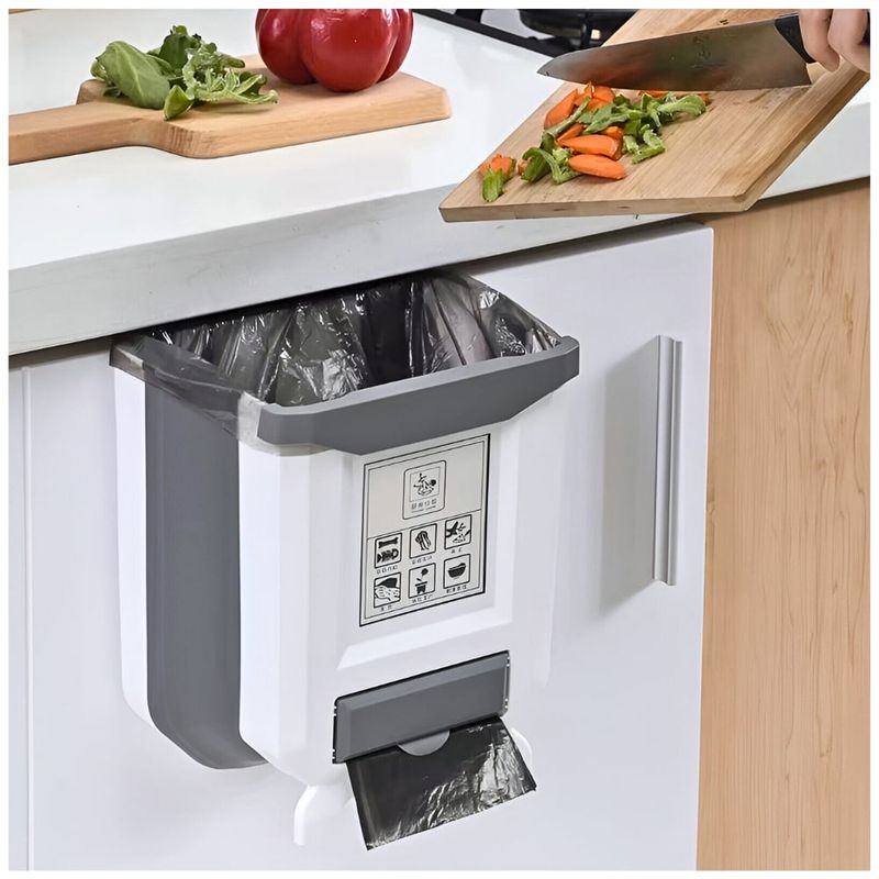 MINARI - Tacho de Basura Plegable con Dispensador de Bolsas BL TB2