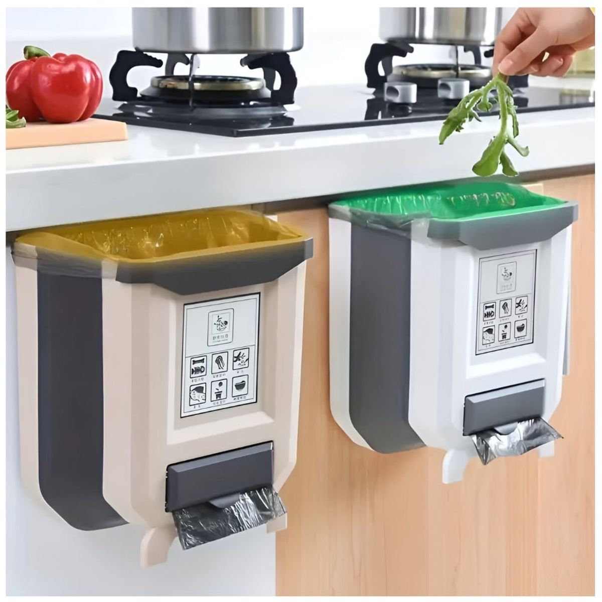 MINARI - Tacho de Basura Plegable con Dispensador de Bolsas BL TB2