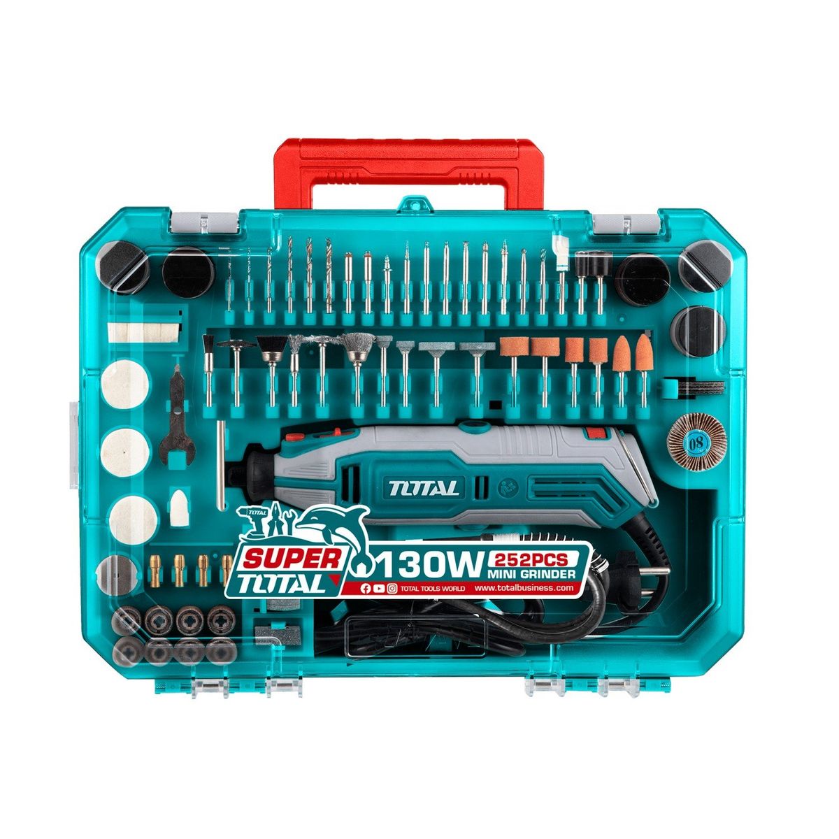 TOTAL TOOLS - Mini grinder rectificador 130w + 252 accesorios Total