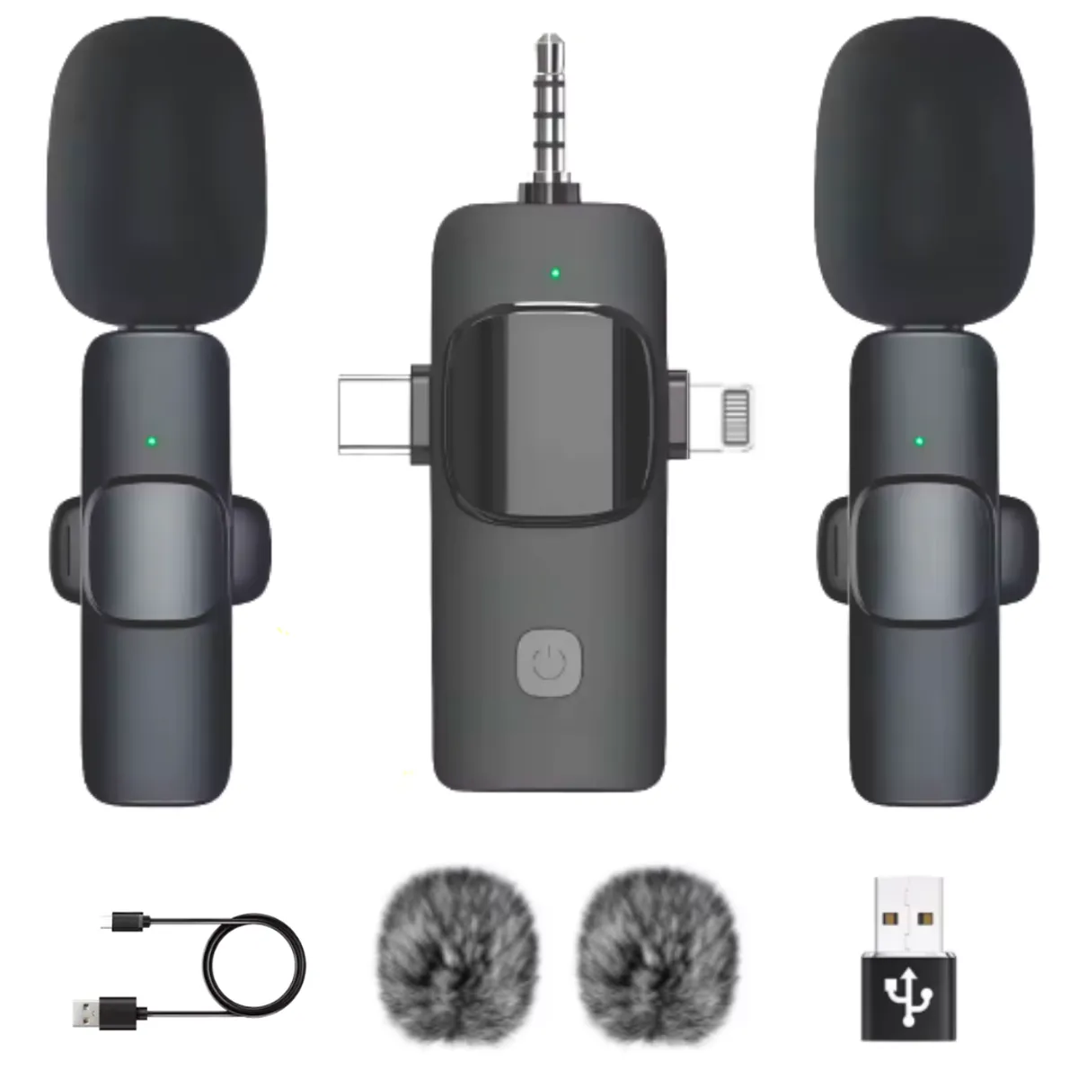 GENERICO - Micrófono Inalámbrico Solapero 4 En 1 compatible con Iphone Tipo C
