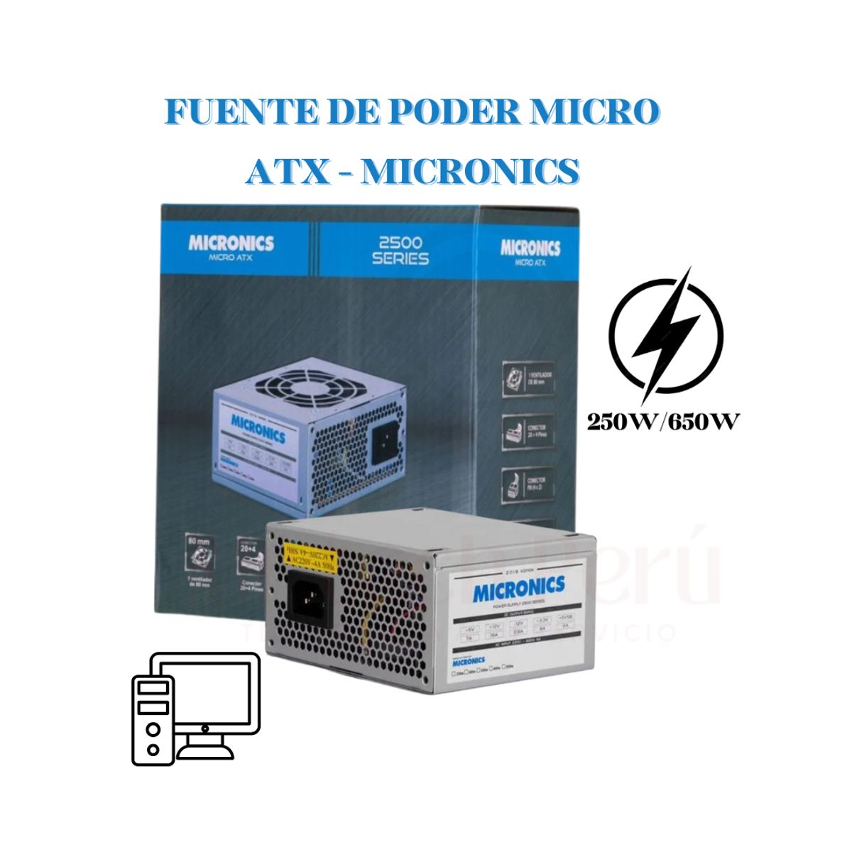 MICRONICS - FUENTE DE PODER MICRO ATX SX 250W650W - MICRONICS