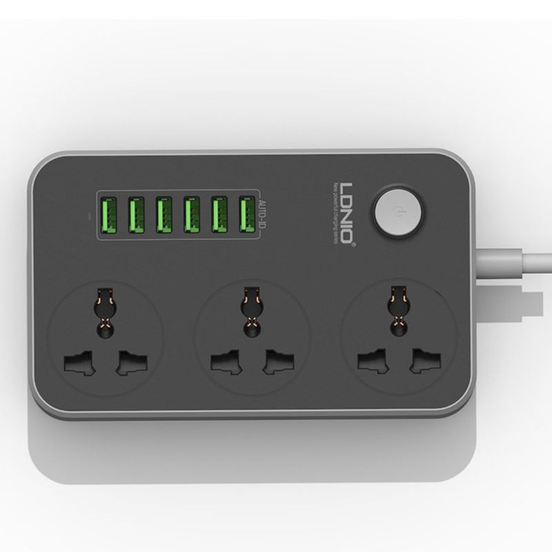 GENERICO - Regleta ldnio con carga rápida + 6 puertos usb