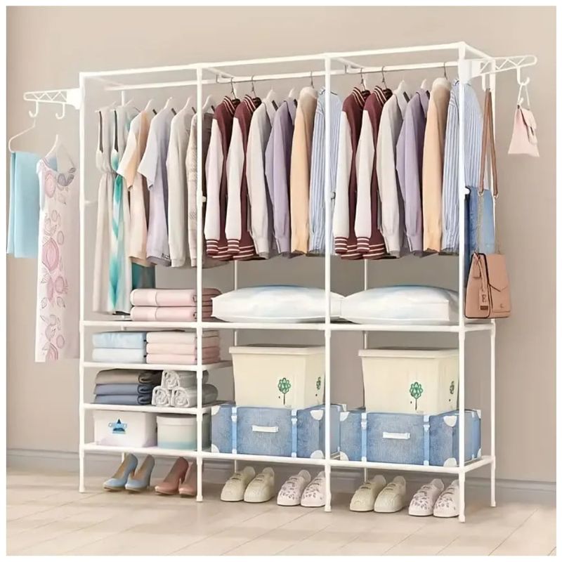 MINARI - Ropero Perchero Organizador Armario Closet 3 Cuerpos Blanco 71P