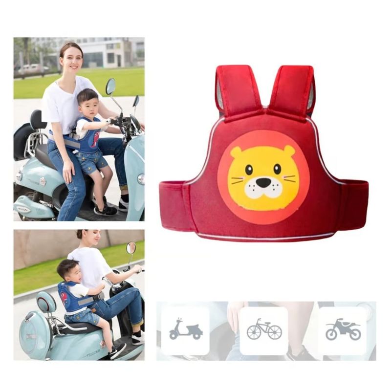 GENERICO - CINTURÓN DE MOTO PARA BEBÉ NIÑO NIÑA ARNES - ROJO