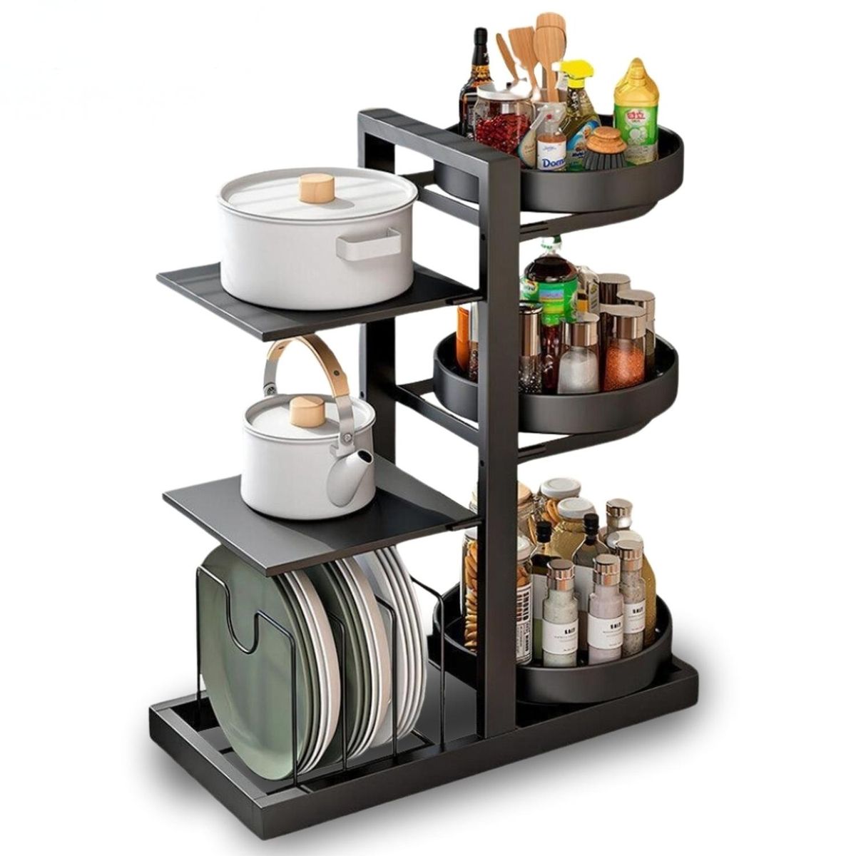 MINARI - Estante de Ollas Platos Sartenes Organizador Giratorio 3 Niveles OG69
