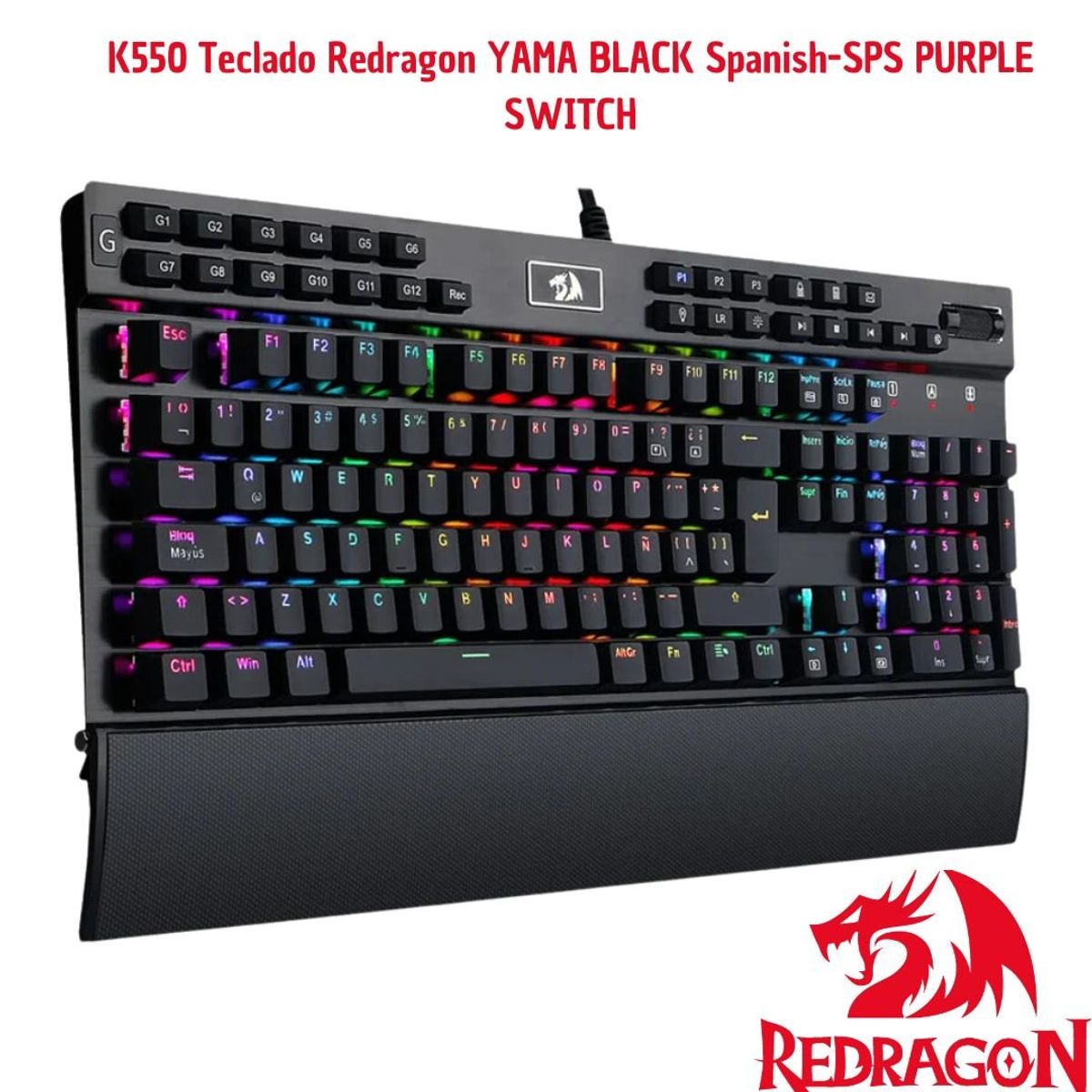 REDRAGON - K550 Teclado Redragon YAMA BLACK Spanish-SPS PURPLE SWITCH