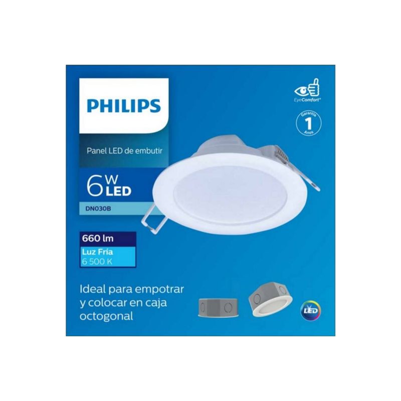 PHILIPS - SPOT LED PARA CAJA OCTAGONAL PHILIPS 6W LUZ FRÍA