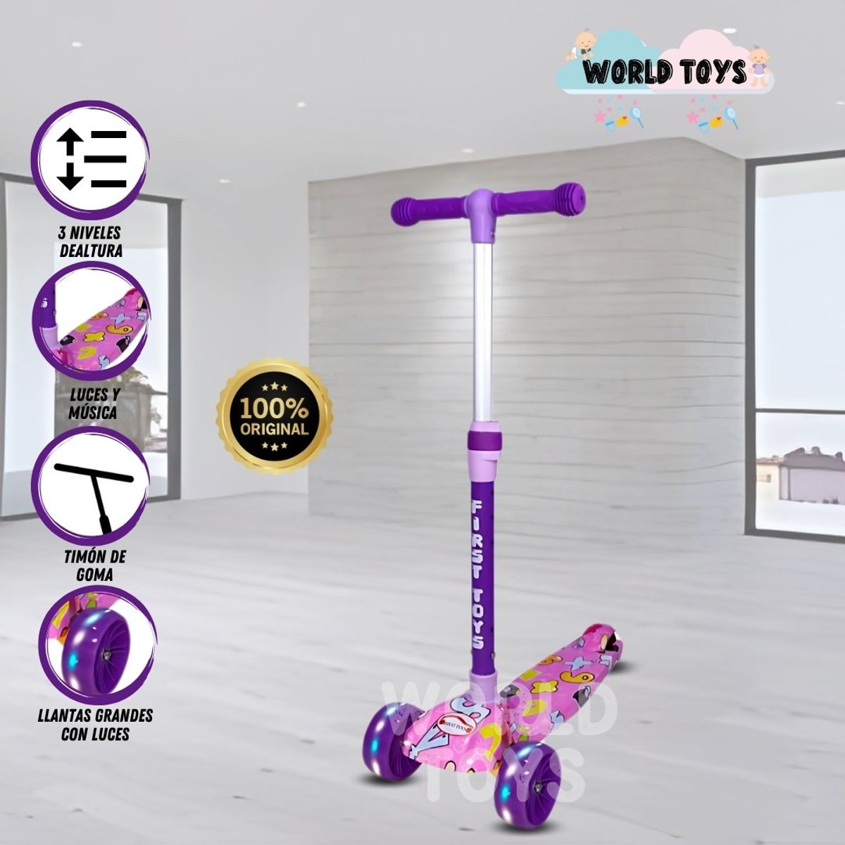 FIRST TOY - Scooter para Niños «FESTCOLOR» Purple