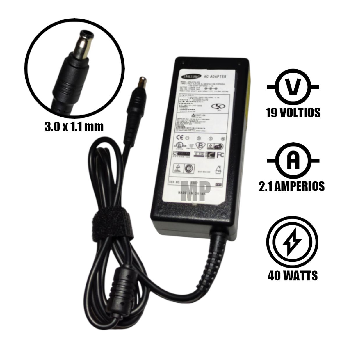 GENERICO - Cargador Compatible Samsung 19V 21A 40W-30-11mm