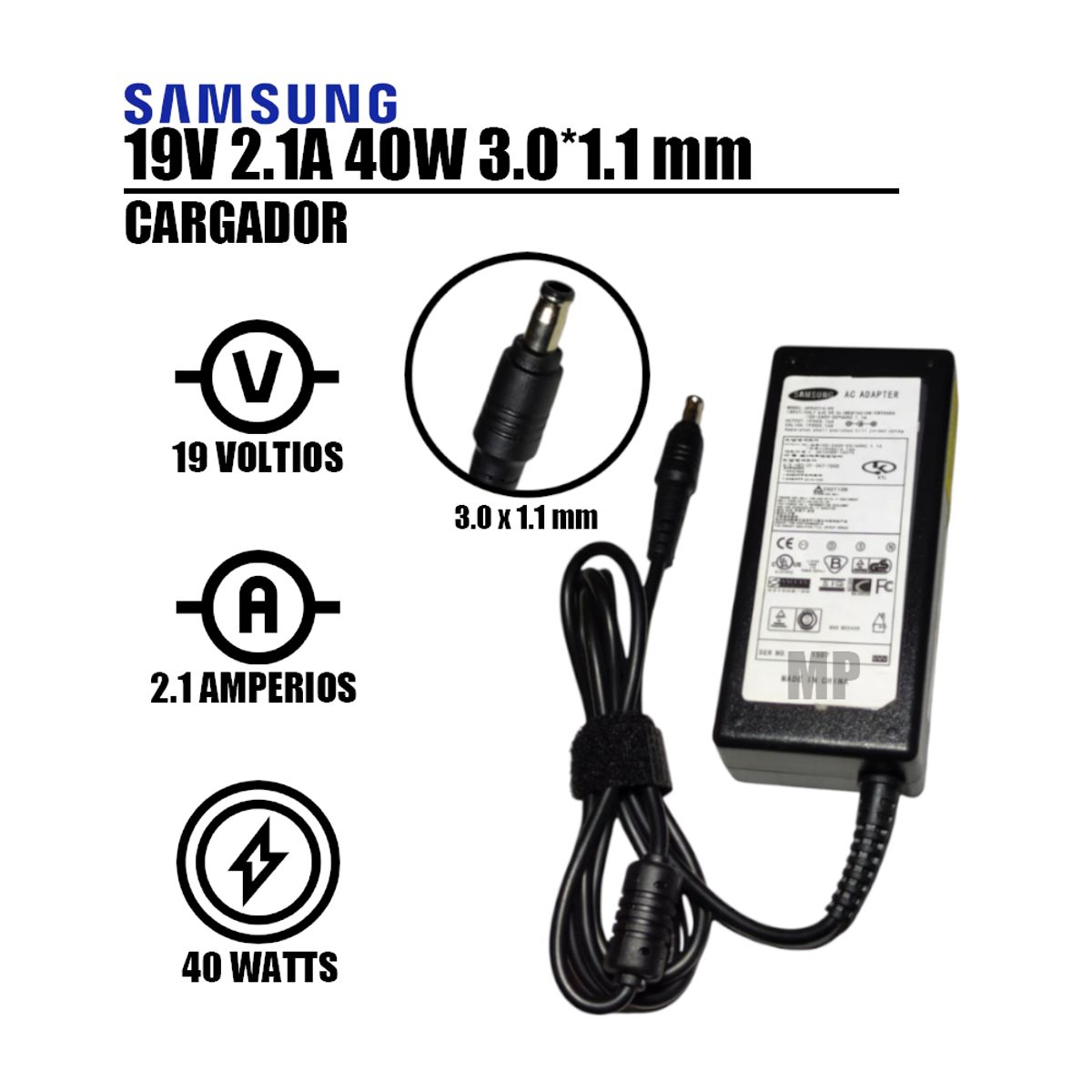 GENERICO - Cargador Compatible Samsung 19V 21A 40W-30-11mm