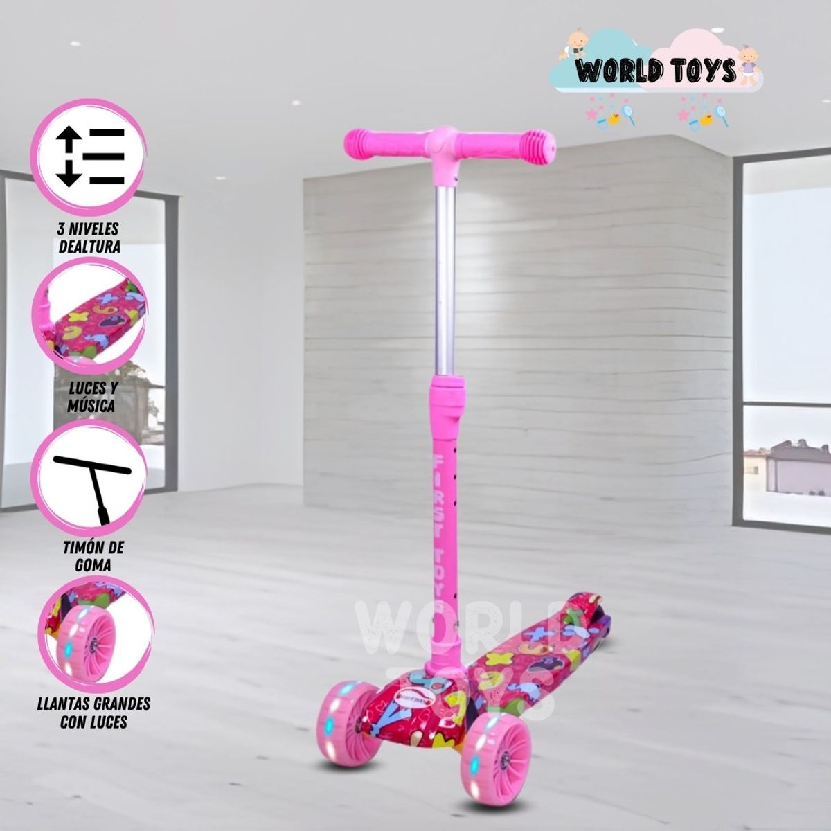FIRST TOY - Scooter para Niños «FESTCOLOR» Pink