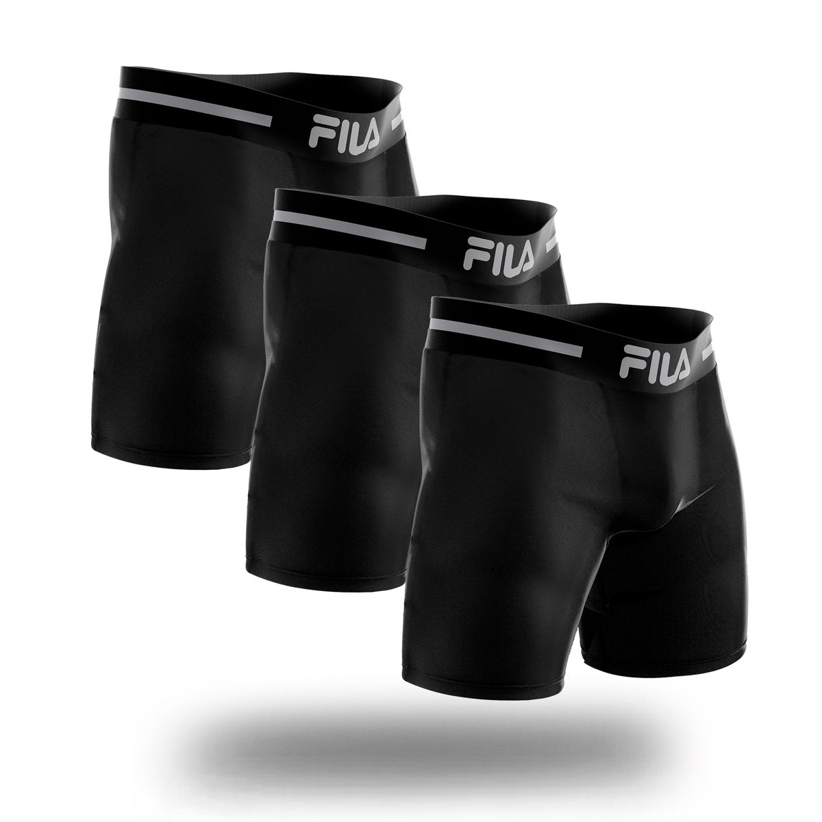 FILA - Pack x3 Bóxer Largo Fila Pretina Ancha Negro