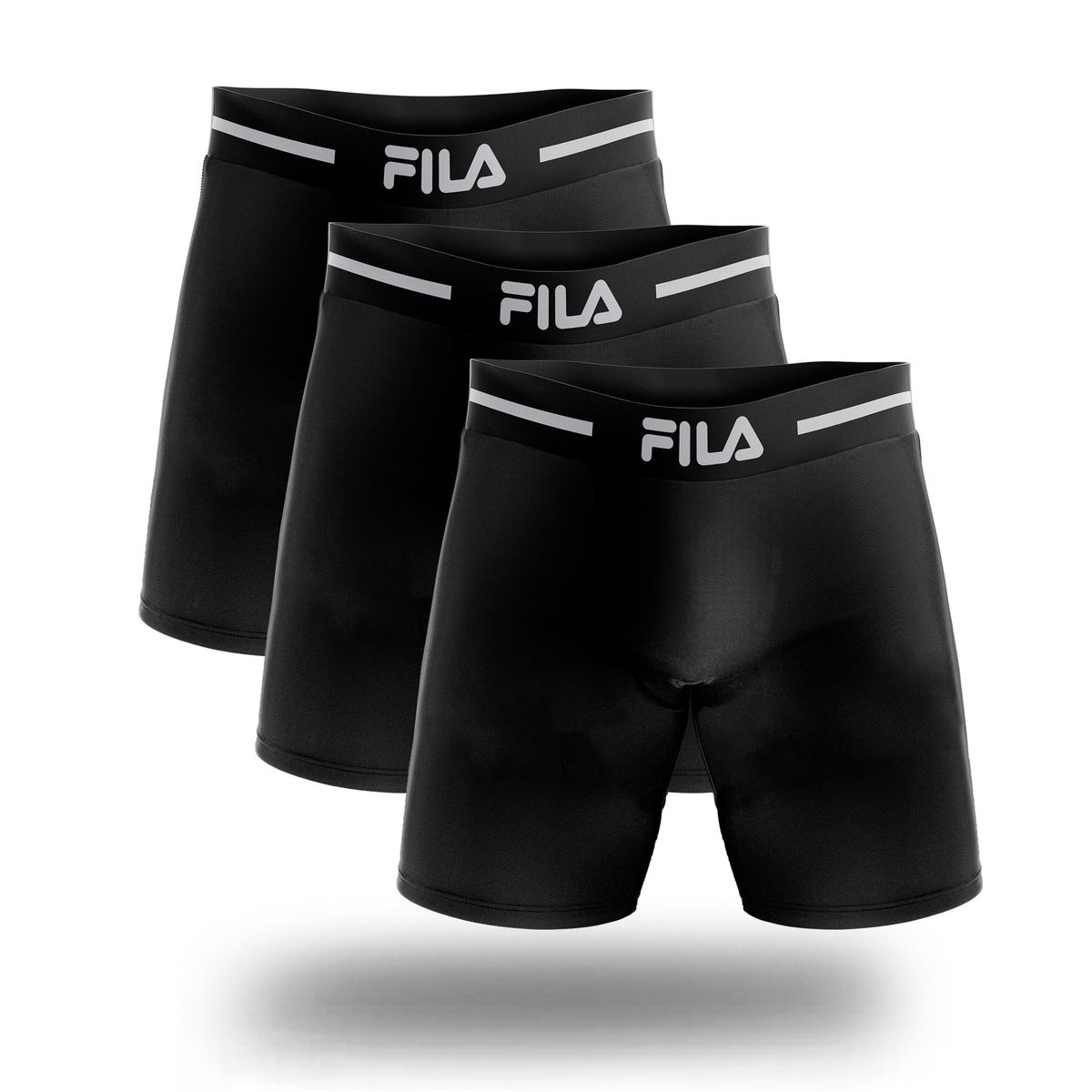 FILA - Pack x3 Bóxer Largo Fila Pretina Ancha Negro