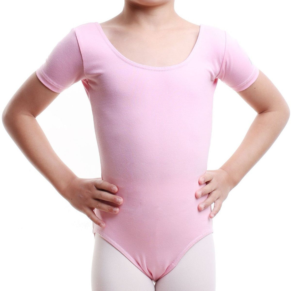 NACIONAL - Body Leotard Algodón Manga Corta para Ballet y Danza - Rosa