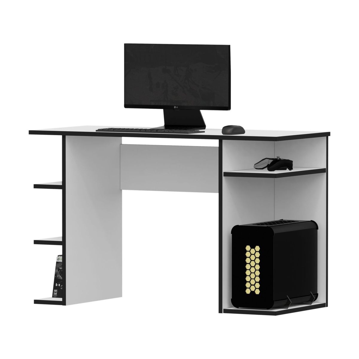 PELIKANO - Escritorio Gamer 120 cm Blanco Innovaciones Lumik