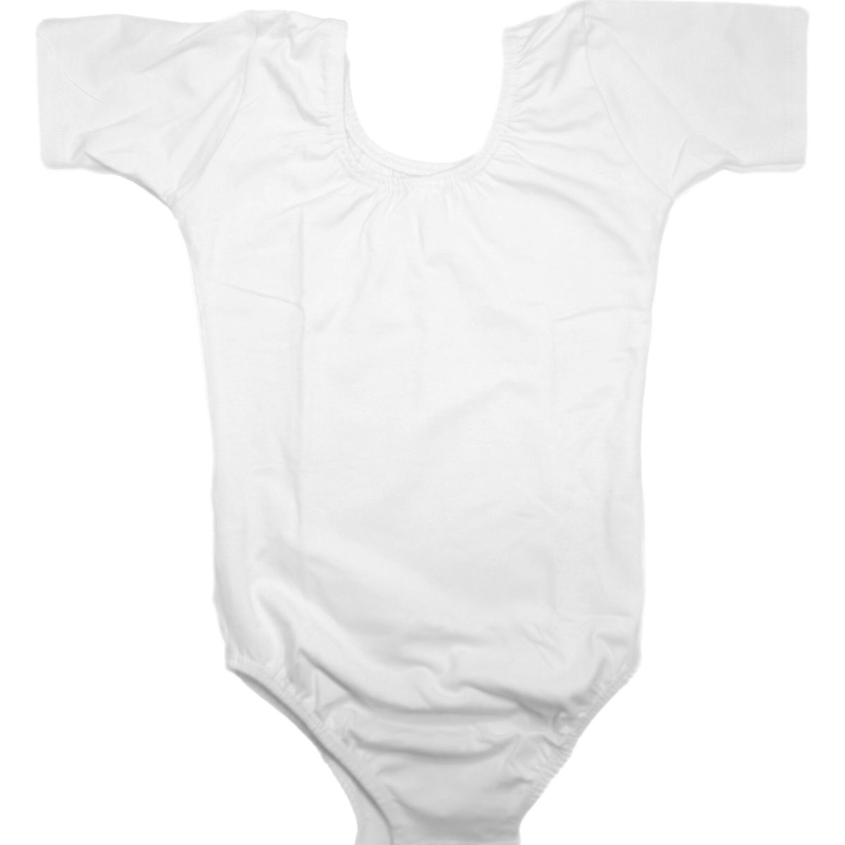 NACIONAL - Body Leotard Algodón Manga Corta para Ballet y Danza - Blanco