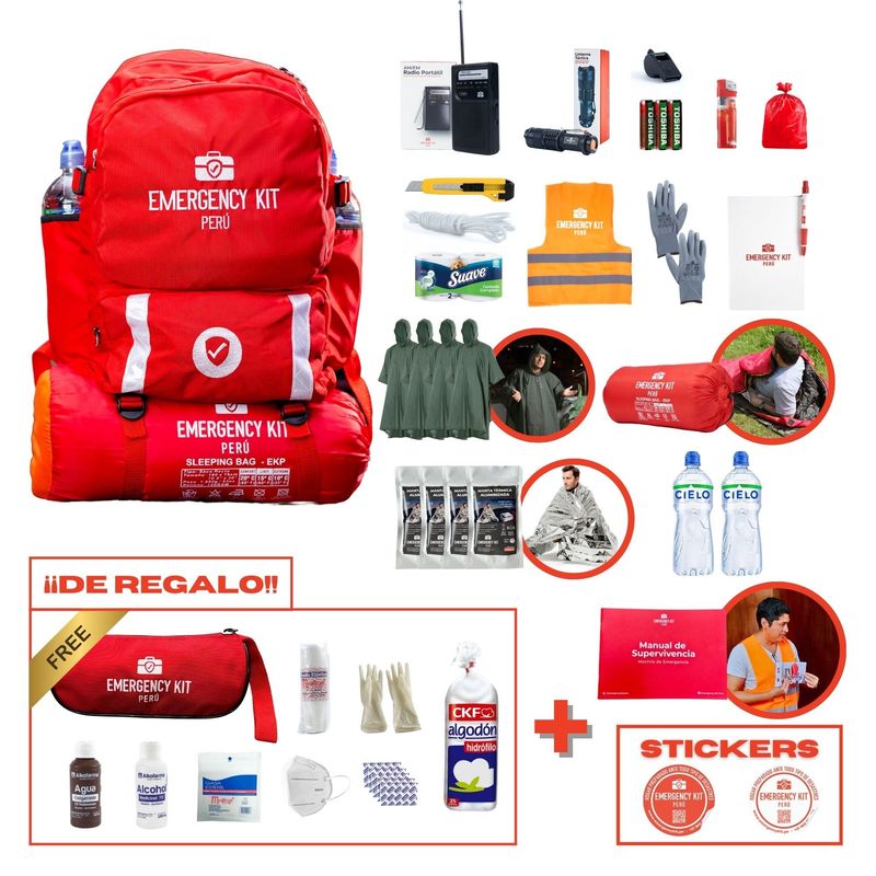 EMERGENCY KIT PERU - Mochila de emergencia PREMIUM FAMILIAR 3-4 personas